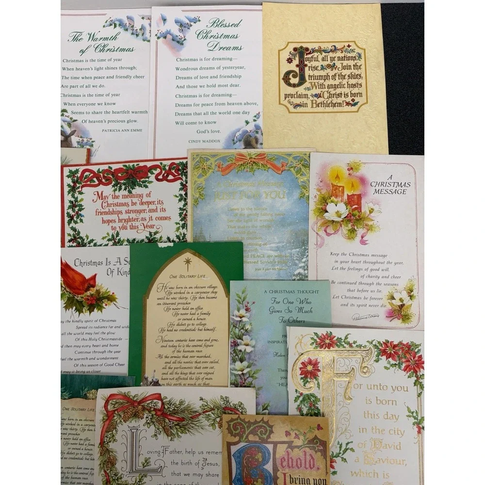 Vintage Christmas Cards Fronts ONLY Bible  Verses More Scrapbooking Crafts 50+